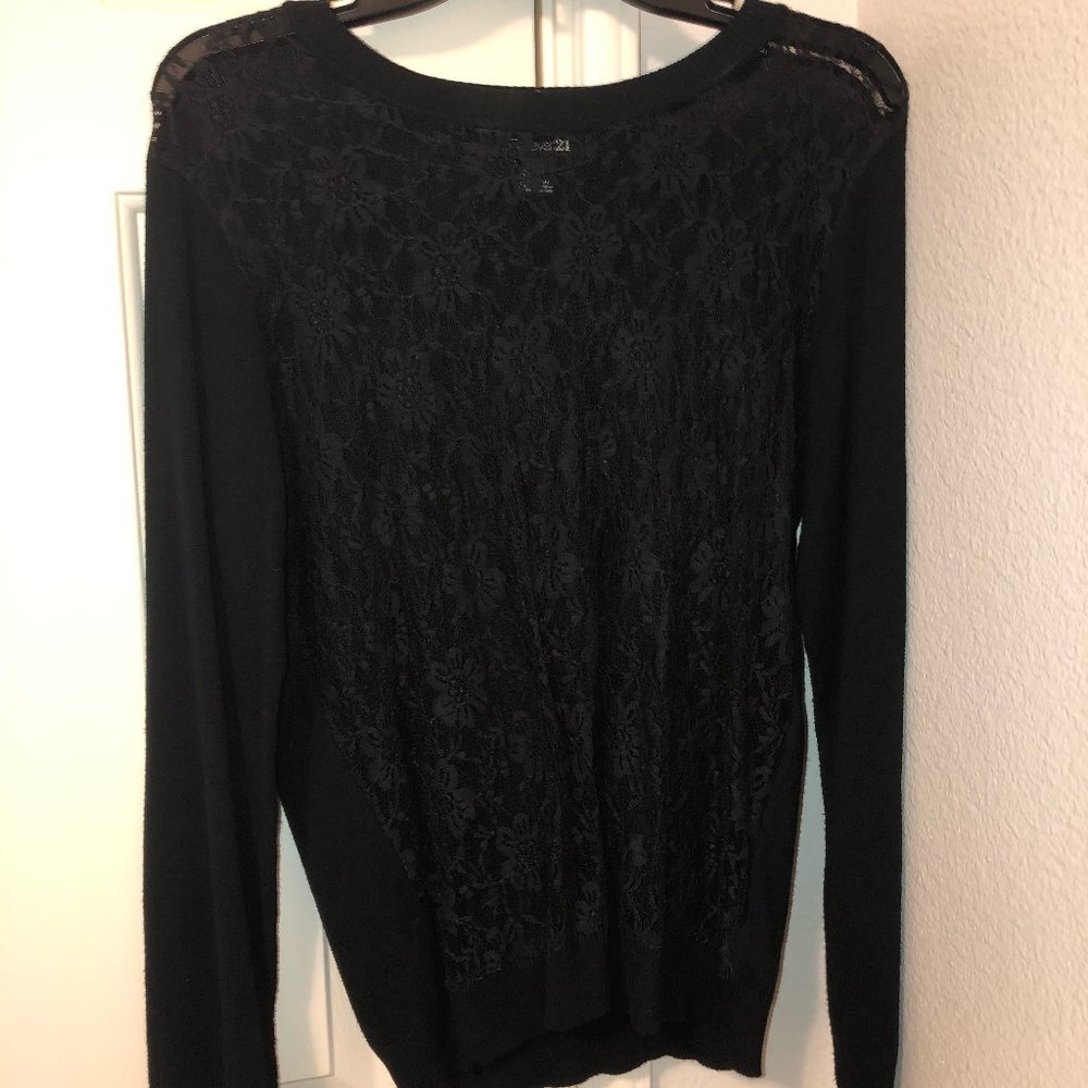 Forever 21 Black Lace Sweater - Large